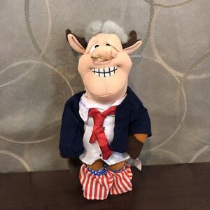 VTG 1998 "Bull Clinton" Infamous Meanies Plush Gag Gift Beanie Toy Topkat NWT